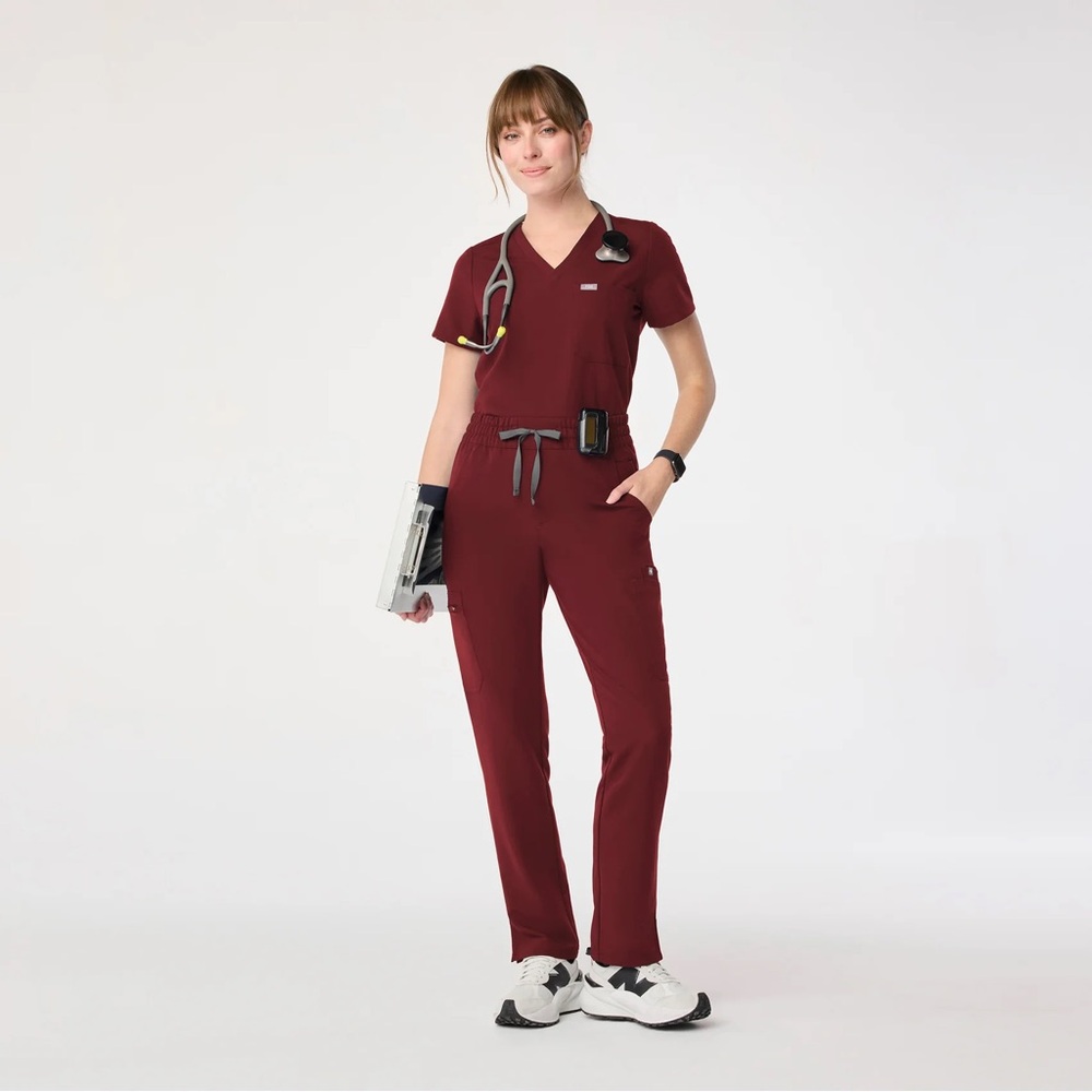 Figs Maroon Cargo Scrub Pants
